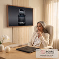 Quadro Decorativo Grande Carro de Luxo para Sala Preto | quadros decorativos | carro preto de luxo fotografado de cima em fundo cinza degradê | em ambiente 2 | Porao dos Quadros