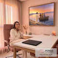 Quadro Decorativo Grande Jesus Chamando Laranja para Sala | quadros decorativos | Jesus na praia conversando com pescadores em barco durante pôr do sol colorido | em ambiente 2 | Porao dos Quadros