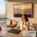 Quadro Decorativo Grande Pôr do Praia para Sala | quadros decorativos para sala | pôr do sol dourado sobre o mar com ondas e efeito de desfoque de movimento | em Quadros para Sala | Porao dos Quadros