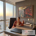 Quadro Decorativo Cânion Vermelho com Rio ao Pôr do Sol | quadros decorativos | cânion de rocha vermelha com rio sinuoso e céu dramático ao pôr do sol | em Quadros para Escritorio | Porao dos Quadros