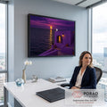 Quadro Decorativo Grande Casa Roxa para Sala Roxo | quadros decorativos | casa roxa à beira-mar com lua cheia dourada e dois gatos observando ao entardecer | em ambiente 2 | Porao dos Quadros