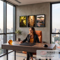 Quadro Decorativo Kit 3 Telas Jesus a Multidão para Sala | quadros decorativos | Jesus cercado por multidão sob luz dourada, entre árvore na floresta e árvore no penhasco | em ambiente 2 | Porao dos Quadros