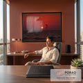 Quadro Decorativo Grande Pôr do Sol Kitesurf para Sala | quadros decorativos para sala | pôr do sol vermelho com pipas de kitesurf silhuetadas sobre mar escuro | em Quadros para Sala | Porao dos Quadros