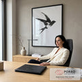 Quadro Decorativo Andorinha em Voo Efeito Spray Preto | quadros decorativos | silhueta preta de andorinha em voo com efeito de partículas sobre fundo branco | em Quadros para Escritorio | Porao dos Quadros