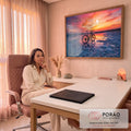 Quadro Decorativo Grande Bicicleta para Sala Rosa | quadros decorativos | bicicleta sobre deserto de sal refletido com pôr do sol rosa e laranja ao fundo | em ambiente 2 | Porao dos Quadros