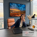 Quadro Decorativo Grande Paisagem de Outono para Sala Azul | quadros decorativos | paisagem de outono com rio, ponte de pedra e céu azul dramático ao entardecer | em ambiente 2 | Porao dos Quadros