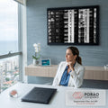 Quadro Decorativo Grande Fachada de Prédios para Sala Preto | quadros decorativos | fachada de prédios em preto e branco com janelas e varandas em padrão geométrico | em ambiente 2 | Porao dos Quadros