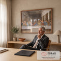 Quadro Decorativo Grande Santa Ceia Sala para Sala Marrom | quadros decorativos | afresco clássico de treze homens sentados a uma longa mesa em salão renascentista | em ambiente 2 | Porao dos Quadros