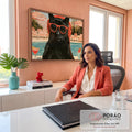 Quadro Decorativo Gato Preto de Óculos e Fone na Piscina | quadros decorativos | gato preto com óculos e fone vermelhos em cenário de piscina retrô | em Quadros para Escritorio | Porao dos Quadros