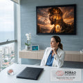 Rosto de Jesus com coroa de espinhos, Santa Ceia, cruz e túmulo vazio ao pôr do sol, quadro decorativo