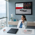 Porsche 911 clássico cinza com rodas douradas em pátio de pedras e prédio de tijolos, quadro decorativo