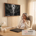 Jesus Cristo iluminado abençoando discípulos ajoelhados em oração, desenho a carvão, quadro decorativo