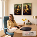 Quadro Decorativo Kit 2 Telas Mona Lisa para Sala Marrom | quadros decorativos para sala | duas versões da Mona Lisa, uma com champanhe outra com sorvete de pistache | em Quadros para Sala | Porao dos Quadros
