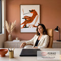 Quadro Decorativo Leopardo Estiloso Fumando Cachimbo | quadros decorativos | leopardo ilustrado de óculos escuros fumando cachimbo sentado em cadeira retrô | em Quadros para Escritorio | Porao dos Quadros