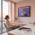 Quadro Decorativo Grande Pico Nevado para Sala Rosa | quadros decorativos | pico de montanha nevado emergindo de mar de nuvens sob céu rosa ao pôr do sol | em ambiente 2 | Porao dos Quadros