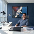 Quadro Decorativo Nave Espacial Branca entre Nebulosa | quadros decorativos | nave espacial branca com asas em delta cruzando nebulosa vermelha e céu azul | em Quadros para Escritorio | Porao dos Quadros