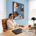 Quadro Decorativo Quatro Gatos Olhando de Baixo para o Céu | quadros decorativos | quatro gatos fotografados de baixo com céu azul e nuvens ao fundo | em Quadros para Quarto | Porao dos Quadros