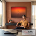 Quadro Decorativo Grande Galho Seco para Sala Laranja | quadros decorativos | galho seco refletido em água calma sob céu vermelho e laranja | em ambiente 2 | Porao dos Quadros