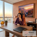 Quadro Decorativo Grande Cânion ao Pôr do Sol para Sala | quadros decorativos | cânion com rio sinuoso ao entardecer, céu roxo e laranja, rochas avermelhadas | em ambiente 2 | Porao dos Quadros