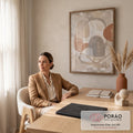Quadro Decorativo Grande Tela de Pinturas para Sala Bege | quadros decorativos para sala | formas orgânicas arredondadas em bege, cinza e terracota com textura espessa e linha ondulada | em Quadros para Sala | Porao dos Quadros