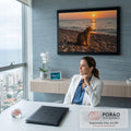 Quadro Decorativo Grande Gato Observando para Sala Laranja | quadros decorativos | gato tabby sentado em praia de seixos observando o pôr do sol dourado no mar | em ambiente 2 | Porao dos Quadros