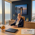 Quadro Decorativo Grande Arco de Pedra para Sala Azul | quadros decorativos | arco de rocha natural com lua cheia brilhando ao entardecer sobre o mar calmo | em ambiente 2 | Porao dos Quadros