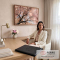 Quadro Decorativo Cerejeira em Flor Rosa Estilo Pintura | quadros decorativos | cerejeira em flor rosa vista de baixo com pinceladas de tinta a óleo | em Quadros para Quarto | Porao dos Quadros