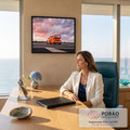 Porsche 911 laranja widebody com aerofólio sob céu de nuvens rosa ao pôr do sol, quadro decorativo