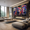 Quadro Decorativo Foco, Execução e Disciplina Colorido - quadros decorativos para sala 1 Tela Vertical, 3 Telas - em quarto contemporaneo