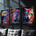Quadro Decorativo Foco, Execução e Disciplina Colorido - quadros decorativos para sala 1 Tela Vertical, 3 Telas - em ambiente decorado
