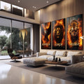 Quadro Decorativo \'Força, Nobreza e Poder\': A Arte que Transforma Seu Espaço - quadros decorativos para sala 1 Tela Vertical, 3 Telas - em quarto contemporaneo