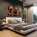 Quadro Decorativo \'Força, Nobreza e Poder\': A Arte que Transforma Seu Espaço - quadros decorativos para sala 1 Tela Vertical, 3 Telas - em living room premium