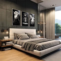 Quadro Decorativo Yeshua: Elegância Minimalista com Cordeiro e Pomba - quadros decorativos para sala 1 Tela Vertical, 3 Telas - em living room premium