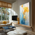 Quadro Decorativo Abstrato Primavera 2 - Estilo e Elegância para Sua Decoração - quadros decorativos para sala 1 Tela Vertical, 3 Telas - em ambiente decorado