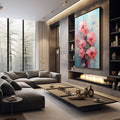 Quadro Decorativo Abstrato Primavera Doce 1 - Elegância e Modernidade para Sua Decoração - quadros decorativos para sala 1 Tela Vertical, 3 Telas - em living room premium