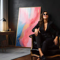 Quadro Decorativo Abstrato Primavera Doce - Elegância e Sofisticação para seu Ambiente - quadros decorativos 1 Tela Vertical, 3 Telas - em sala moderna