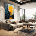 Quadro Decorativo Noite Artística - Elegância e Sofisticação para Seu Lar - quadros decorativos 1 Tela Vertical, 3 Telas - em sala moderna