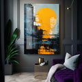Quadro Decorativo Noite Artística - Elegância e Sofisticação para Seu Lar - quadros decorativos para sala 1 Tela Vertical, 3 Telas - em ambiente decorado