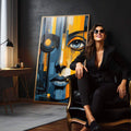 Quadro Decorativo Rosto Artístico - Estilo Contemporâneo para Sua Decoração - quadros decorativos para sala 1 Tela Vertical, 3 Telas - em living room premium