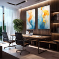 Quadro Decorativo Duo Abstrato Primavera - Arte Vibrante para Sua Casa - quadros decorativos para sala 2 Telas, Abstratos e Geométricos - em living room premium