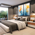 Quadro Decorativo Duo Abstrato Primavera - Arte Vibrante para Sua Casa - quadros decorativos 2 Telas, Abstratos e Geométricos - em sala moderna