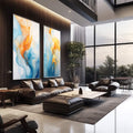 Quadro Decorativo Duo Abstrato Primavera - Arte Vibrante para Sua Casa - quadros decorativos 2 Telas, Abstratos e Geométricos - em escritorio elegante