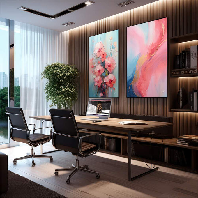 Quadro Decorativo Duo Abstrato Primavera Doce - Estilo e Elegância para Sua Decoração - quadros decorativos para sala 2 Telas, abstrato - em quarto contemporaneo