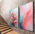 Quadro Decorativo Duo Abstrato Primavera Doce - Estilo e Elegância para Sua Decoração - quadros decorativos para sala 2 Telas, abstrato - em ambiente decorado