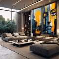 Quadro Decorativo Duo Night - Sofisticação e Estilo em Tecido Canvas - quadros decorativos para sala 2 Telas, aquarela e pincelada - em living room premium