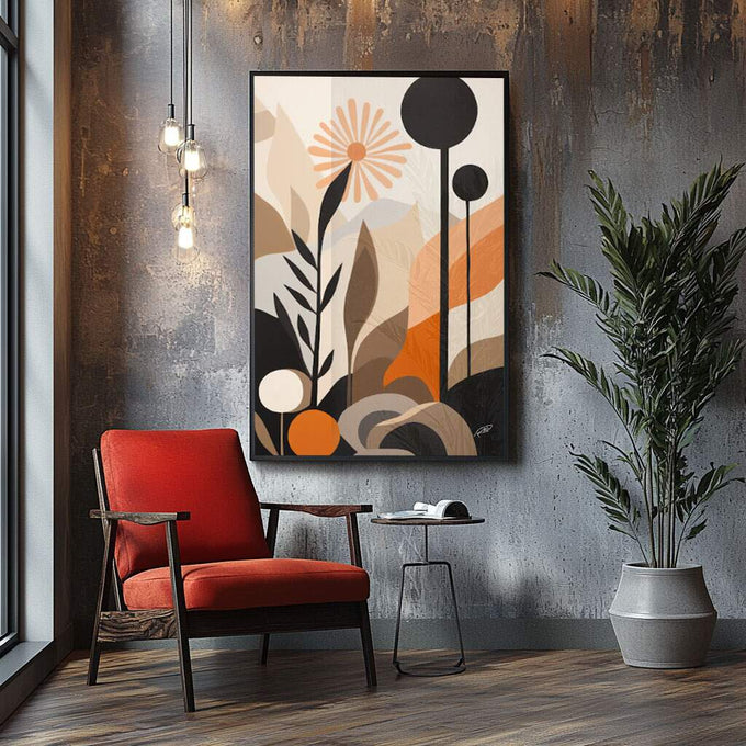 Quadro Decorativo Boho 01 - Sofisticação e Estilo para Sua Decoração - quadros decorativos para sala 1 Tela Vertical, 3 Telas - em ambiente decorado