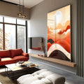 Quadro Decorativo Minimalista e Contemplativo - Serenidade nas Montanhas - quadros decorativos para sala 1 Tela Vertical, 3 Telas - em ambiente decorado