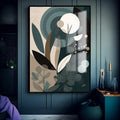 Quadro Decorativo Folhas Tropicais Modernas - Sofisticação e Natureza para seu Ambiente - quadros decorativos para sala 1 Tela Vertical, 3 Telas - em ambiente decorado