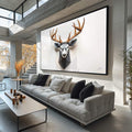 Quadro Decorativo 3D Animais - Cervo Elegante para Decoração Sofisticada - quadros decorativos para sala 1 Tela, 1 Tela Horizontal - em ambiente decorado