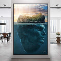 Quadro Decorativo Ilha com Cabeça - Estilo Sofisticado para Ambientes Modernos - quadros decorativos para sala 1 Tela Vertical, 3 Telas - em ambiente decorado